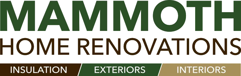 Mammoth Home Renovations text only Logo with tagline: insulation, exteriors, interiors